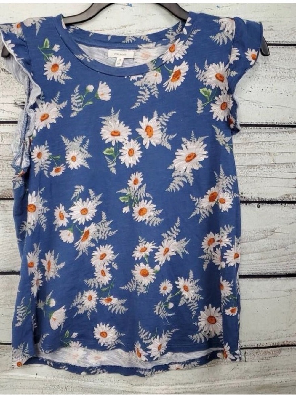 Maurices Blue Daisy Print Short Sleeve Tee